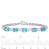 Thumbnail Image 3 of Oval Swiss Blue Topaz and Lab-Created White Sapphire Infinity Link Five Stone Bracelet in Sterling Silver - 7.5"