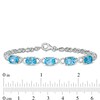 Thumbnail Image 4 of Oval Swiss Blue Topaz and Lab-Created White Sapphire Infinity Link Five Stone Bracelet in Sterling Silver - 7.5"