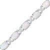Thumbnail Image 1 of Oval Lab-Created Opal and White Sapphire Infinity Link Five Stone Bracelet in Sterling Silver - 7.5"