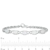Thumbnail Image 4 of Oval Lab-Created Opal and White Sapphire Infinity Link Five Stone Bracelet in Sterling Silver - 7.5"