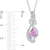 Thumbnail Image 3 of Pear-Shaped Lab-Created Pink and White Sapphire Abstract Ribbon Pendant in Sterling Silver