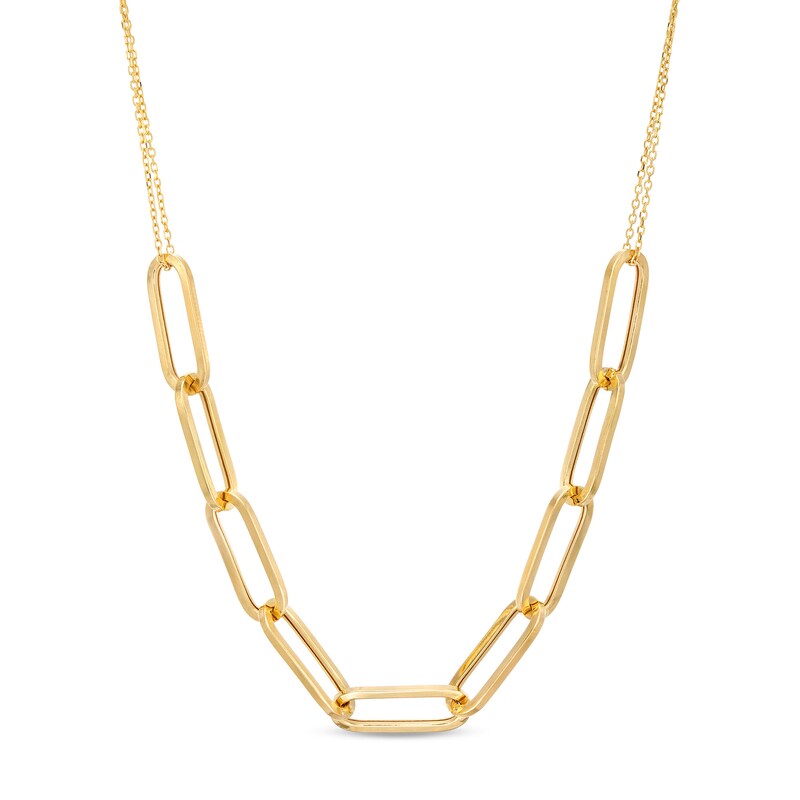 Paper Clip Link Necklace in 14K Gold