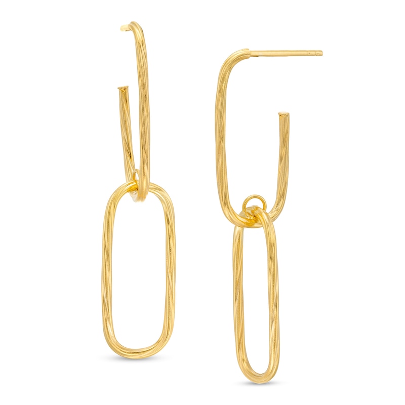 Made in Italy Paperclip Double Drop Earrings in 14K Gold