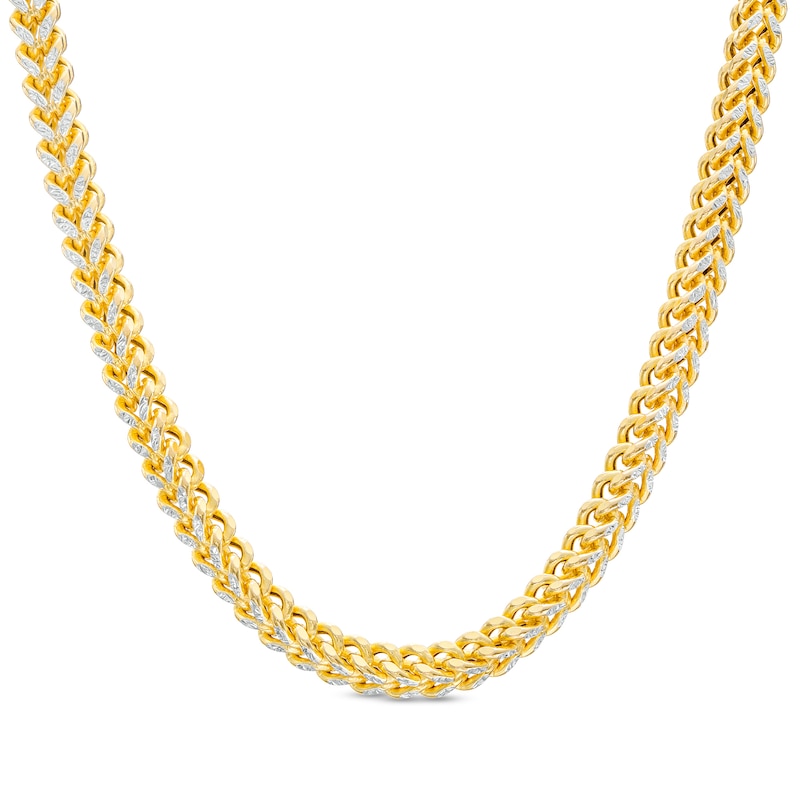 Italian Gold Men's 100 Gauge Diamond-Cut Reversible Franco Snake Chain in Hollow 14K Two-Tone Gold - 22"