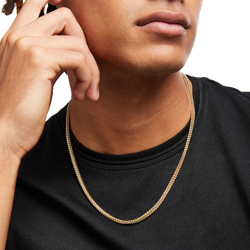 Main Image 2 of Italian Gold Men's 100 Gauge Diamond-Cut Reversible Franco Snake Chain in Hollow 14K Two-Tone Gold - 22"