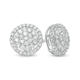 1 CT. T.W. Multi-Diamond Frame Stud Earrings in 10K White Gold