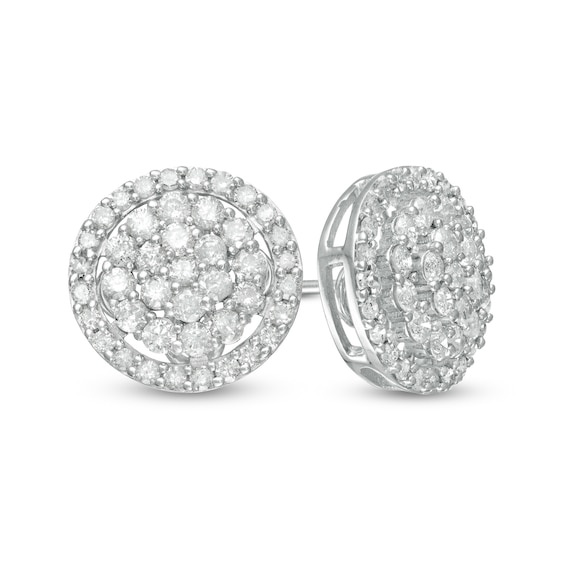 1 CT. T.W. Composite Diamond Frame Stud Earrings in 10K White Gold 1 CT. T.W. Composite Diamond Frame Stud Earrings in 10K White Gold