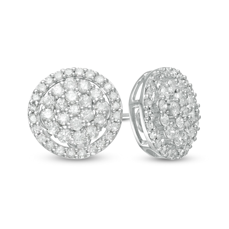 Main Image 1 of 1 CT. T.W. Multi-Diamond Frame Stud Earrings in 10K White Gold
