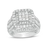 Thumbnail Image 0 of 2 CT. T.W. Princess-Cut Composite Diamond Cushion Frame Multi-Row Engagement Ring in 10K White Gold