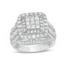 Thumbnail Image 0 of 2 CT. T.W. Princess-Cut Composite Diamond Cushion Frame Multi-Row Engagement Ring in 10K White Gold