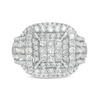 Thumbnail Image 3 of 2 CT. T.W. Princess-Cut Composite Diamond Cushion Frame Multi-Row Engagement Ring in 10K White Gold