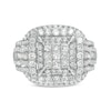 Thumbnail Image 4 of 2 CT. T.W. Princess-Cut Composite Diamond Cushion Frame Multi-Row Engagement Ring in 10K White Gold