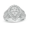 Thumbnail Image 0 of 1 CT. T.W. Pear-Shaped Multi-Diamond Frame Vintage-Style Engagement Ring in 10K White Gold