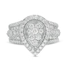 Thumbnail Image 3 of 1 CT. T.W. Pear-Shaped Multi-Diamond Frame Vintage-Style Engagement Ring in 10K White Gold