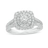 Thumbnail Image 1 of 1 CT. T.W. Diamond Cushion Frame Split Shank Engagement Ring in 10K White Gold