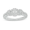Thumbnail Image 1 of 1/2 CT. T.W. Diamond Past Present Future® Frame Vintage-Style Engagement Ring in 10K White Gold