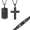 Thumbnail Image 0 of Men's 1/20 CT. T.W. Black Diamond Three Piece Set in Black IP Stainless Steel and Carbon fiber