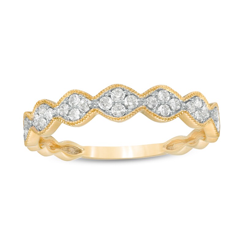 1/4 CT. T.W. Quad Diamond Vintage-Style Anniversary Band in 10K Gold
