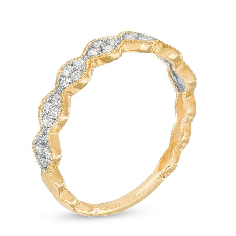 1/4 CT. T.W. Quad Diamond Vintage-Style Anniversary Band in 10K Gold