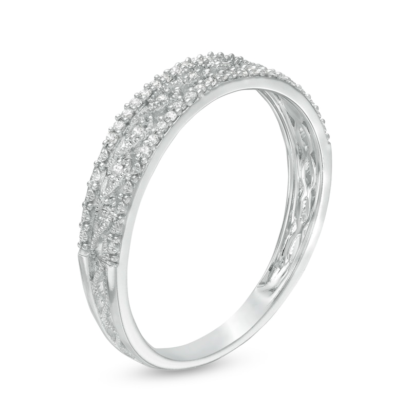Main Image 3 of 1/15 CT. T.W. Diamond Vintage-Style Braid Band in 10K White Gold