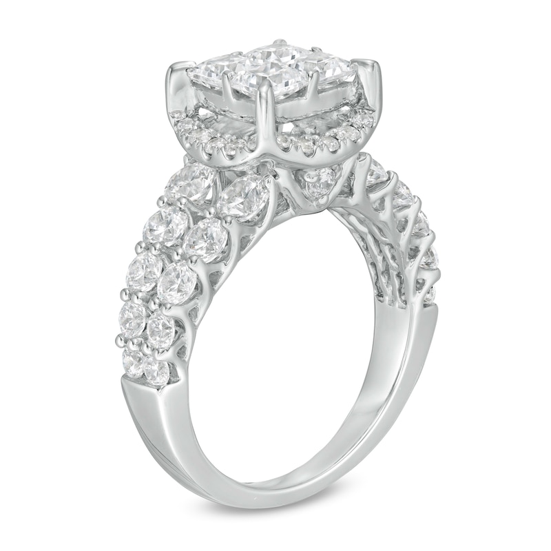 Main Image 3 of 3 CT. T.W. Princess-Cut Quad Diamond Frame Split Shank Engagement Ring in 14K White Gold