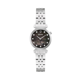 Ladies' Bulova Regatta Diamond Accent Watch with Black Mother-of-Pearl Dial (Model: 96P221)