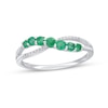 Thumbnail Image 0 of Graduated Emerald and Diamond Accent Criss-Cross Split Shank Ring in 10K White Gold