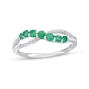 Thumbnail Image 1 of Graduated Emerald and Diamond Accent Criss-Cross Split Shank Ring in 10K White Gold