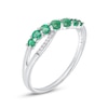 Thumbnail Image 2 of Graduated Emerald and Diamond Accent Criss-Cross Split Shank Ring in 10K White Gold