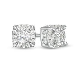 1 CT. T.W. Diamond Cushion Frame Stud Earrings in 10K White Gold