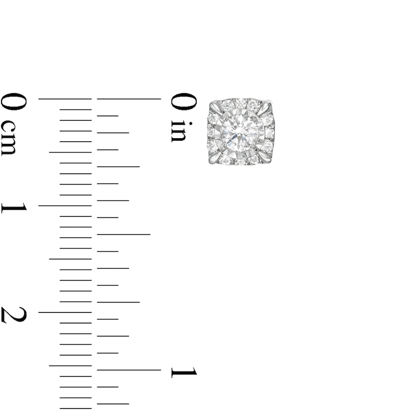 Main Image 2 of 1 CT. T.W. Diamond Cushion Frame Stud Earrings in 10K White Gold