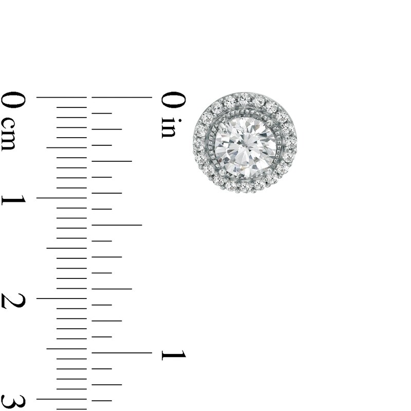Main Image 3 of White Lab-Created Sapphire Frame Vintage-Style Stud Earrings in Sterling Silver