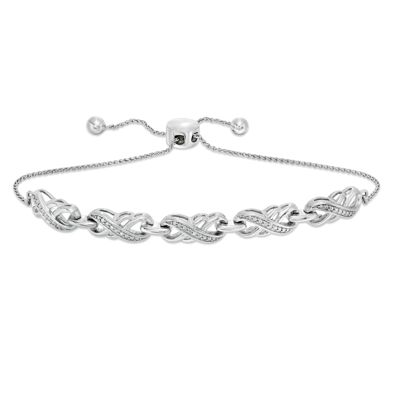 Main Image 1 of Diamond Accent Double Infinity Bolo Bracelet in Sterling Silver - 9.5"