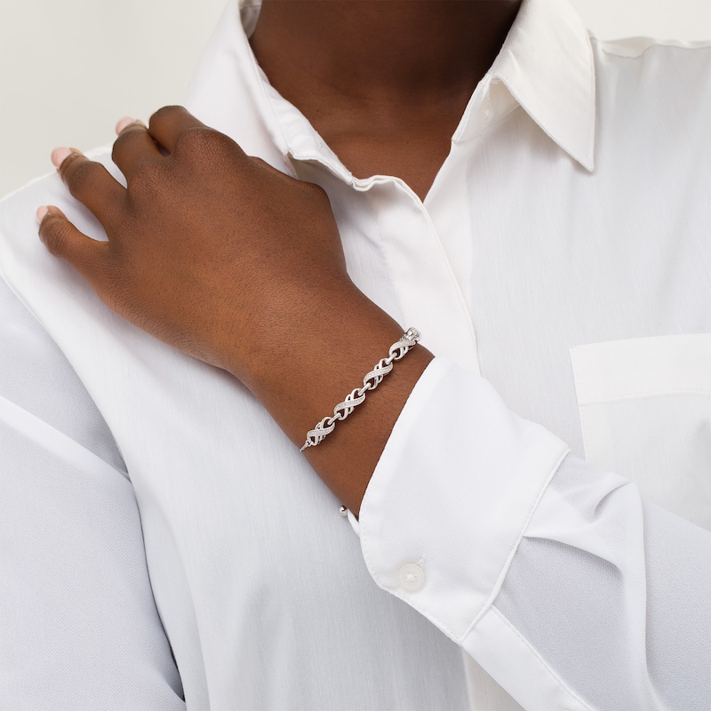 Main Image 2 of Diamond Accent Double Infinity Bolo Bracelet in Sterling Silver - 9.5"