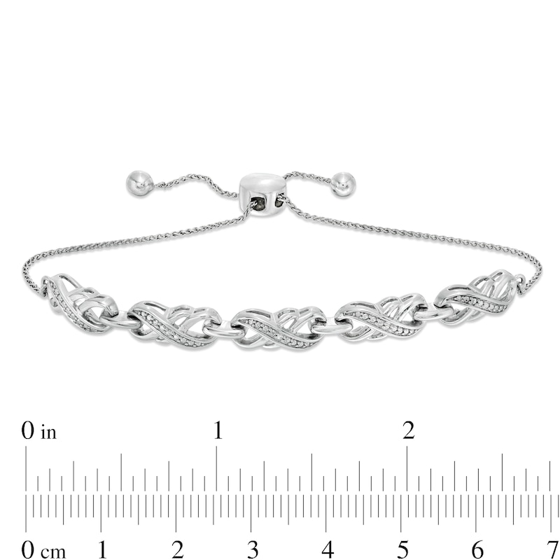 Main Image 3 of Diamond Accent Double Infinity Bolo Bracelet in Sterling Silver - 9.5"