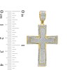 Thumbnail Image 2 of 3/8 CT. T.W. Diamond Triple Row Layered Cross Necklace Charm in 10K Gold