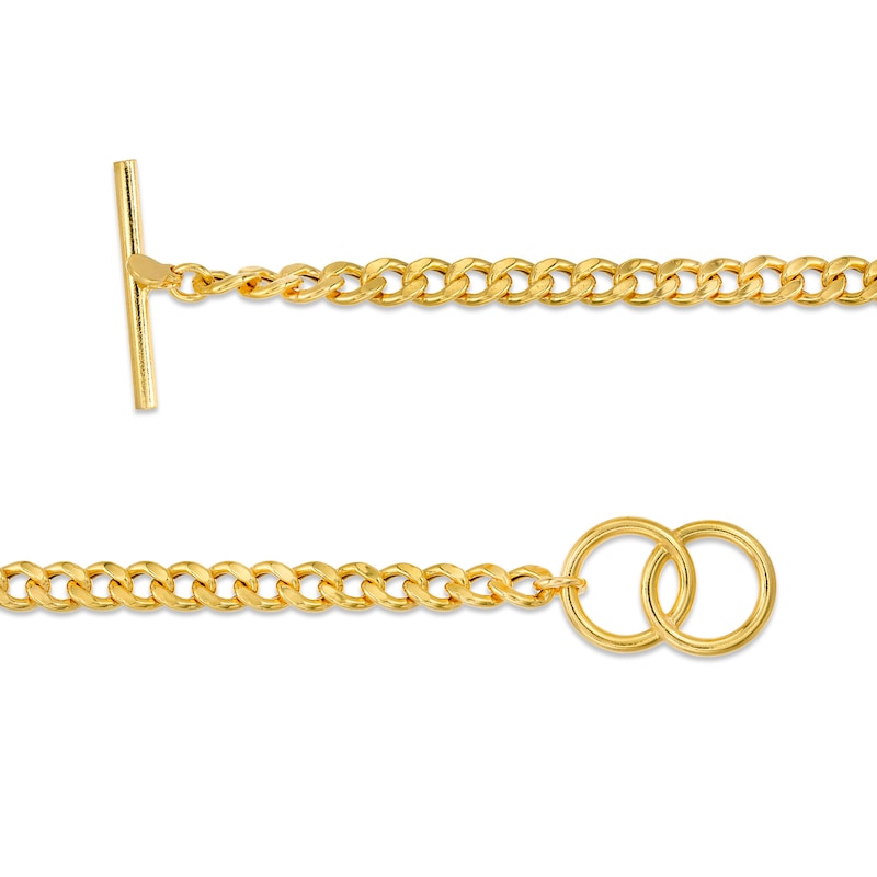 5.6mm Curb Chain Necklace and Curb Chain Bracelet Set in Sterling Silver with 18K Gold Plate