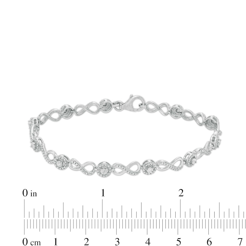 Main Image 4 of Diamond Accent Infinity Link Bracelet in Sterling Silver - 7.5"