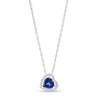 Thumbnail Image 1 of 6.0mm Heart-Shaped Lab-Created Blue and White Sapphire Frame Tilted Heart Pendant in Sterling Silver