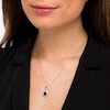 Thumbnail Image 2 of Pear-Shaped Lab-Created Blue and White Sapphire Framed Double Teardrop Pendant in Sterling Silver