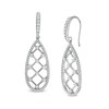 Thumbnail Image 0 of Lab-Created White Sapphire Lattice Teardrop Earrings in Sterling Silver