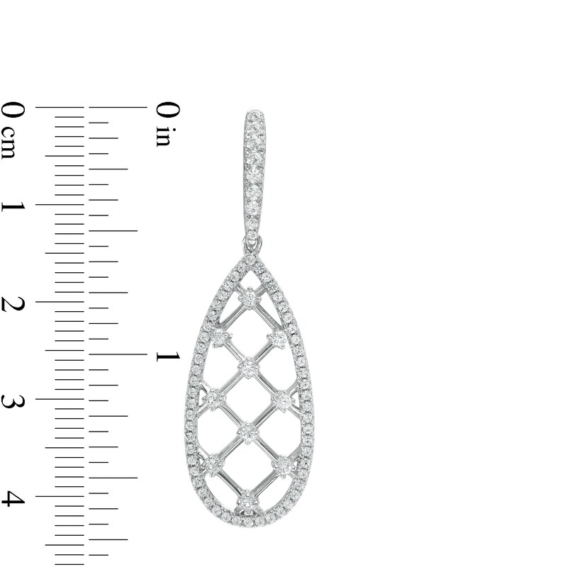 Lab-Created White Sapphire Lattice Teardrop Earrings in Sterling Silver