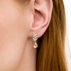 Thumbnail Image 1 of Pear-Shaped Citrine and White Lab-Created Sapphire Leafy Branch Drop Earrings in 14K Gold Over Silver