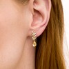 Thumbnail Image 1 of Pear-Shaped Citrine and White Lab-Created Sapphire Leafy Branch Drop Earrings in 14K Gold Over Silver