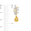 Thumbnail Image 2 of Pear-Shaped Citrine and White Lab-Created Sapphire Leafy Branch Drop Earrings in 14K Gold Over Silver