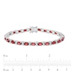 Thumbnail Image 3 of Oval Garnet and Diamond Accent Beaded Alternating Line Bracelet in Sterling Silver - 7.25"