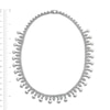 Thumbnail Image 2 of Freshwater Cultured Pearl and White Lab-Created Sapphire Ornate Vintage-Style Necklace in Sterling Silver-17"