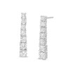 Thumbnail Image 0 of White Lab-Created Sapphire Graduated Linear Drop Earrings in Sterling Silver