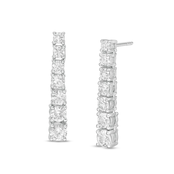 Lab-Created White Sapphire Graduated Linear Drop Earrings in Sterling Silver Lab-Created White Sapphire Graduated Linear Drop Earrings in Sterling Silver