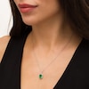 Thumbnail Image 1 of Emerald-Cut Lab-Created Emerald and White Sapphire Octagonal Frame Drop Pendant in Sterling Silver